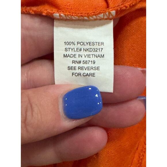 New York Collection Orange 3/4 Inch Sleeve Swiss Dot Dress Petite Sz XLP - Picture 7 of 9